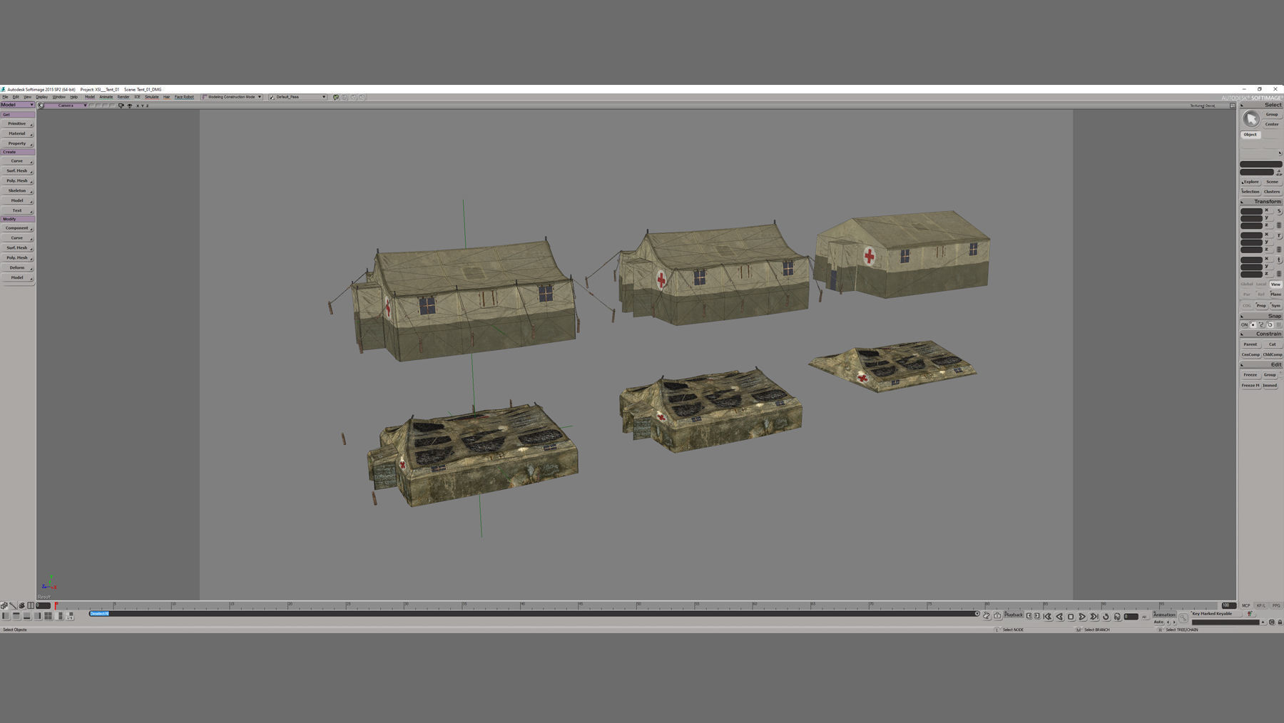 Military Tent 01 FourLiveries with Damage Low-poly 3D model_26