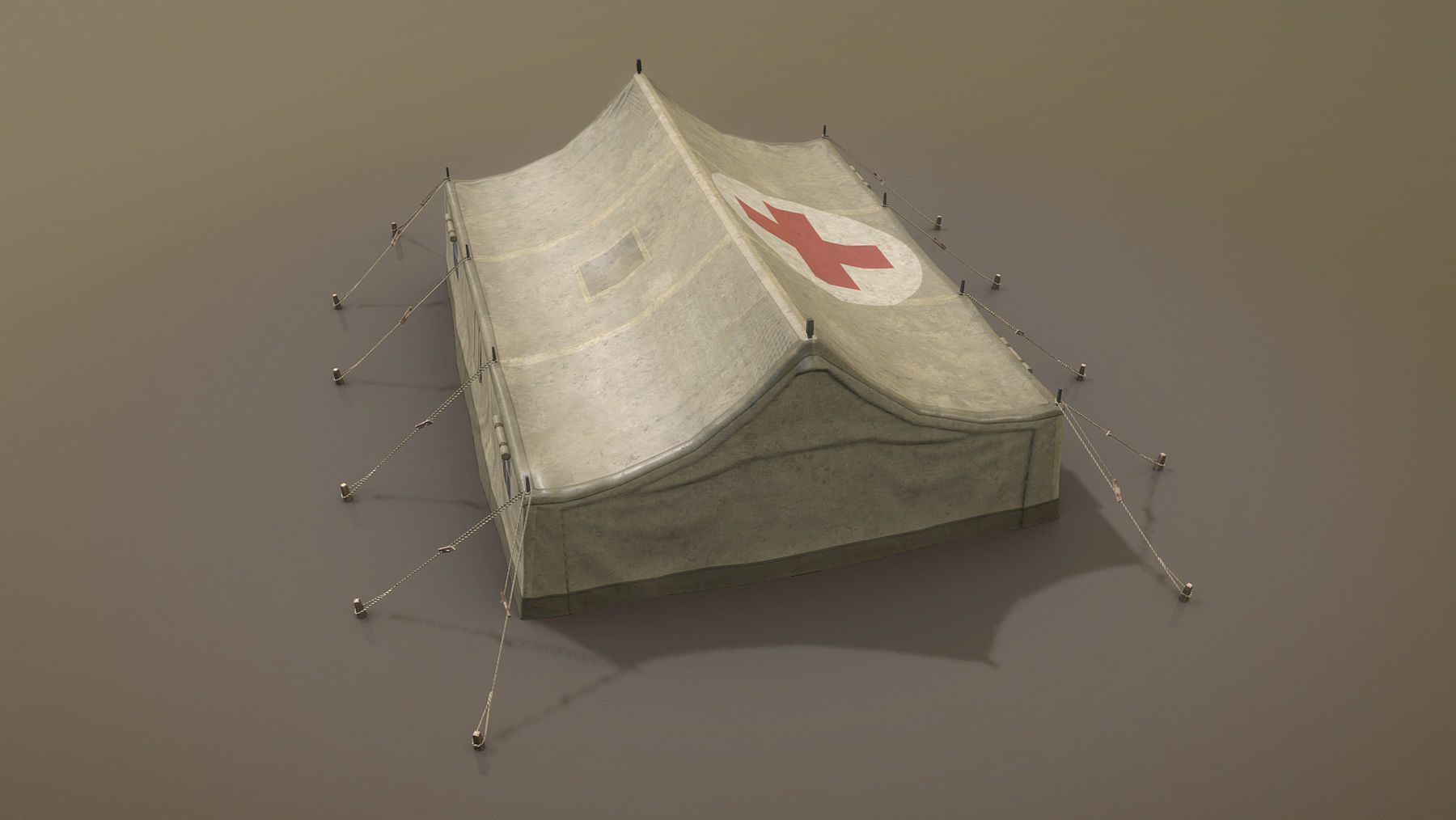 Military Tent 01 FourLiveries with Damage Low-poly 3D model_2