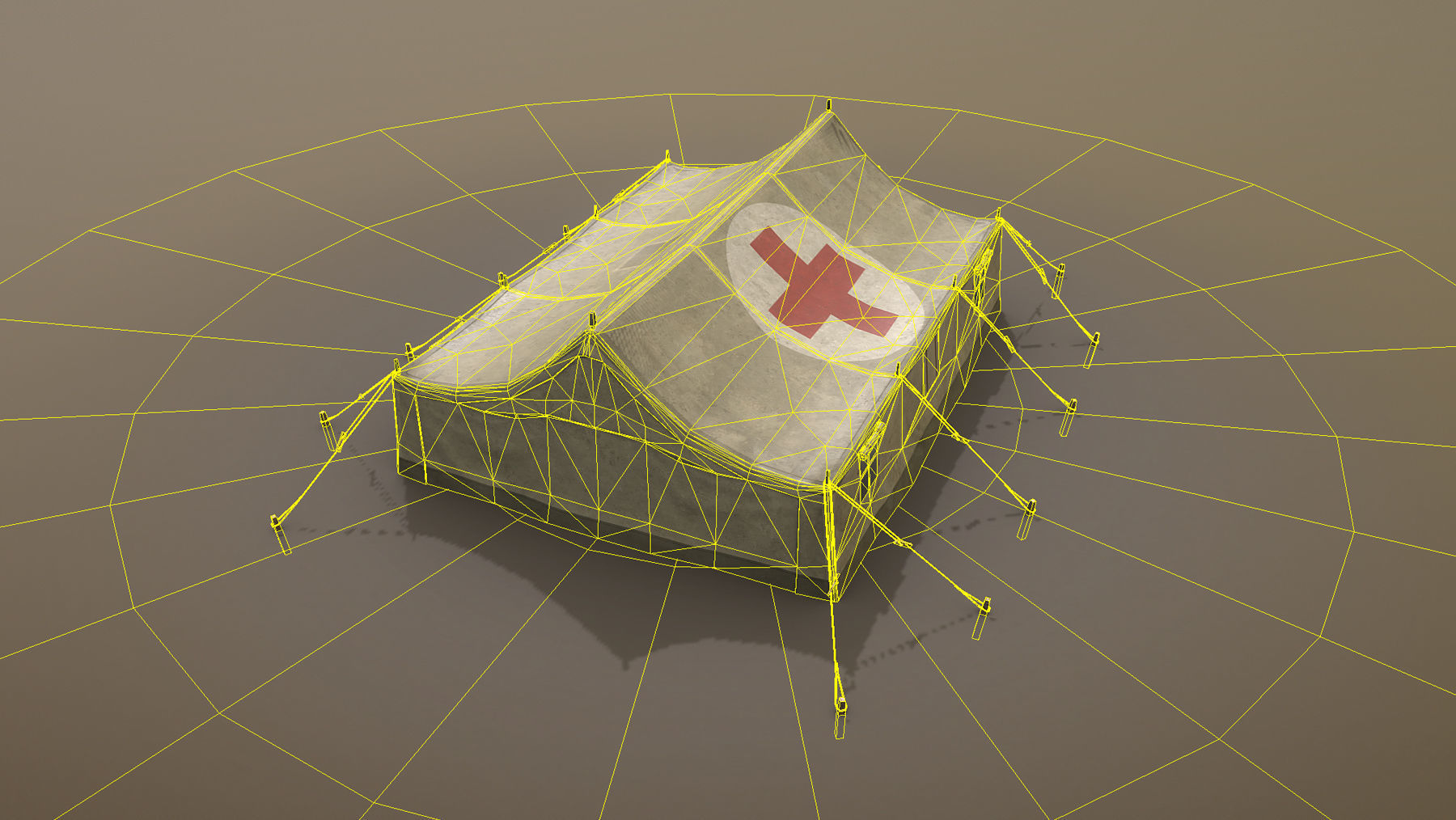 Military Tent 01 FourLiveries with Damage Low-poly 3D model_13