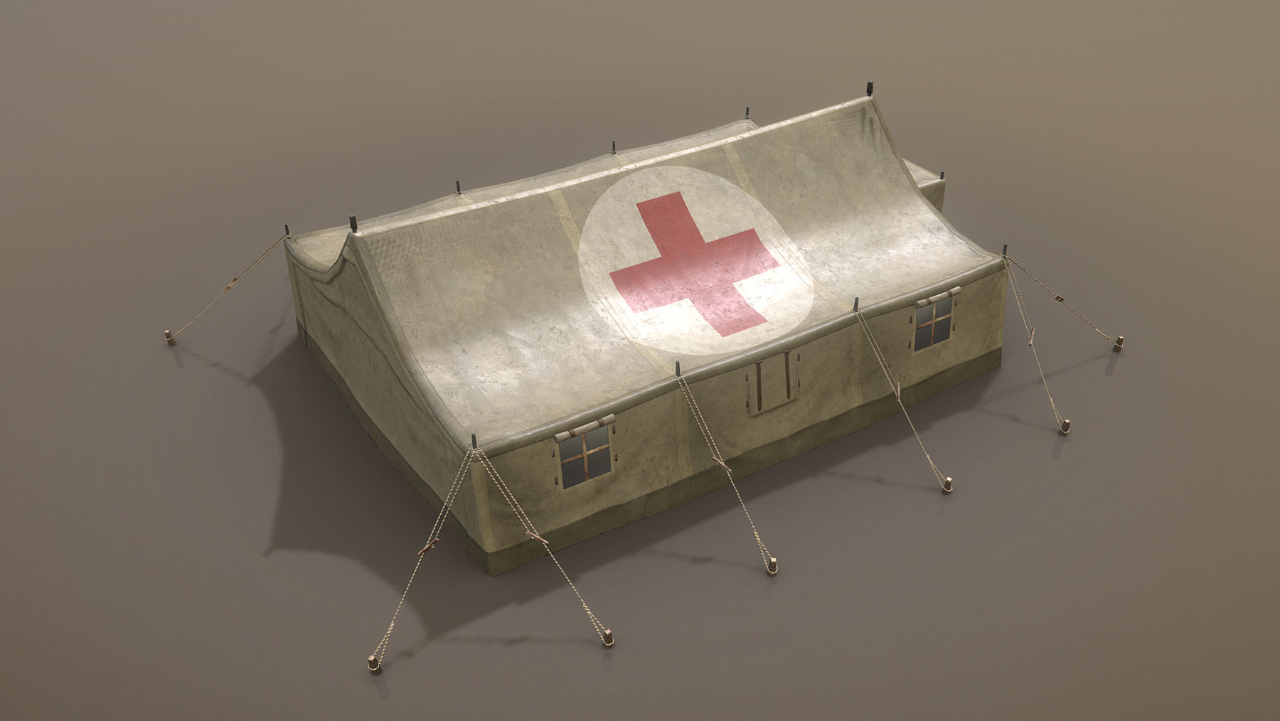 Military Tent 01 FourLiveries with Damage Low-poly 3D model_5