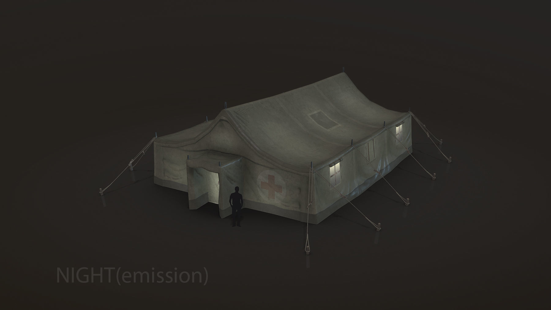 Military Tent 01 FourLiveries with Damage Low-poly 3D model_19