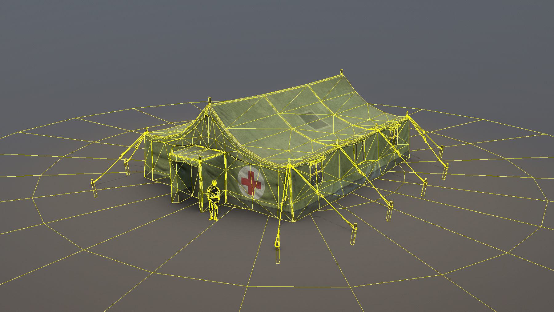 Military Tent 01 FourLiveries with Damage Low-poly 3D model_14
