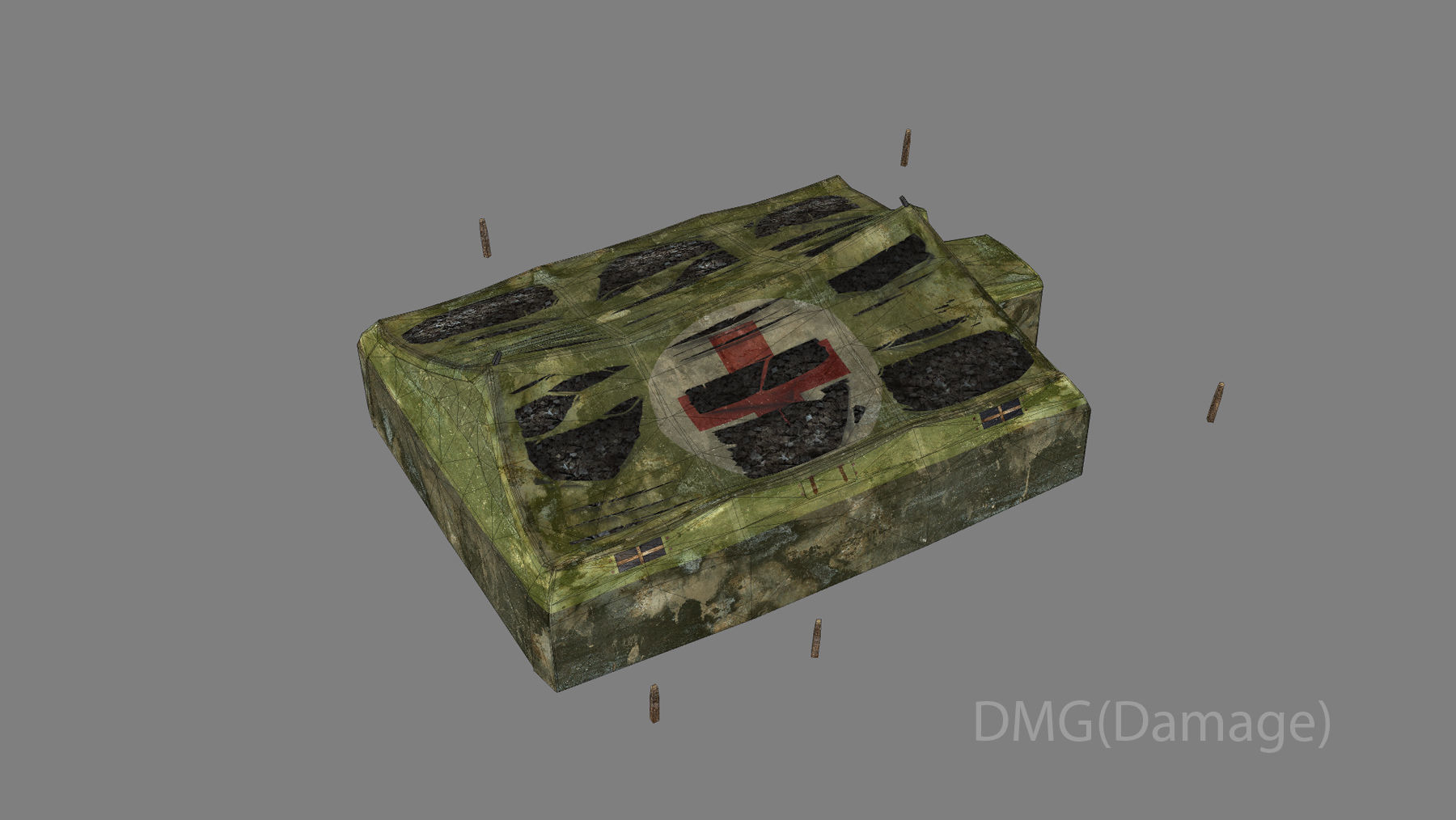 Military Tent 01 FourLiveries with Damage Low-poly 3D model_12