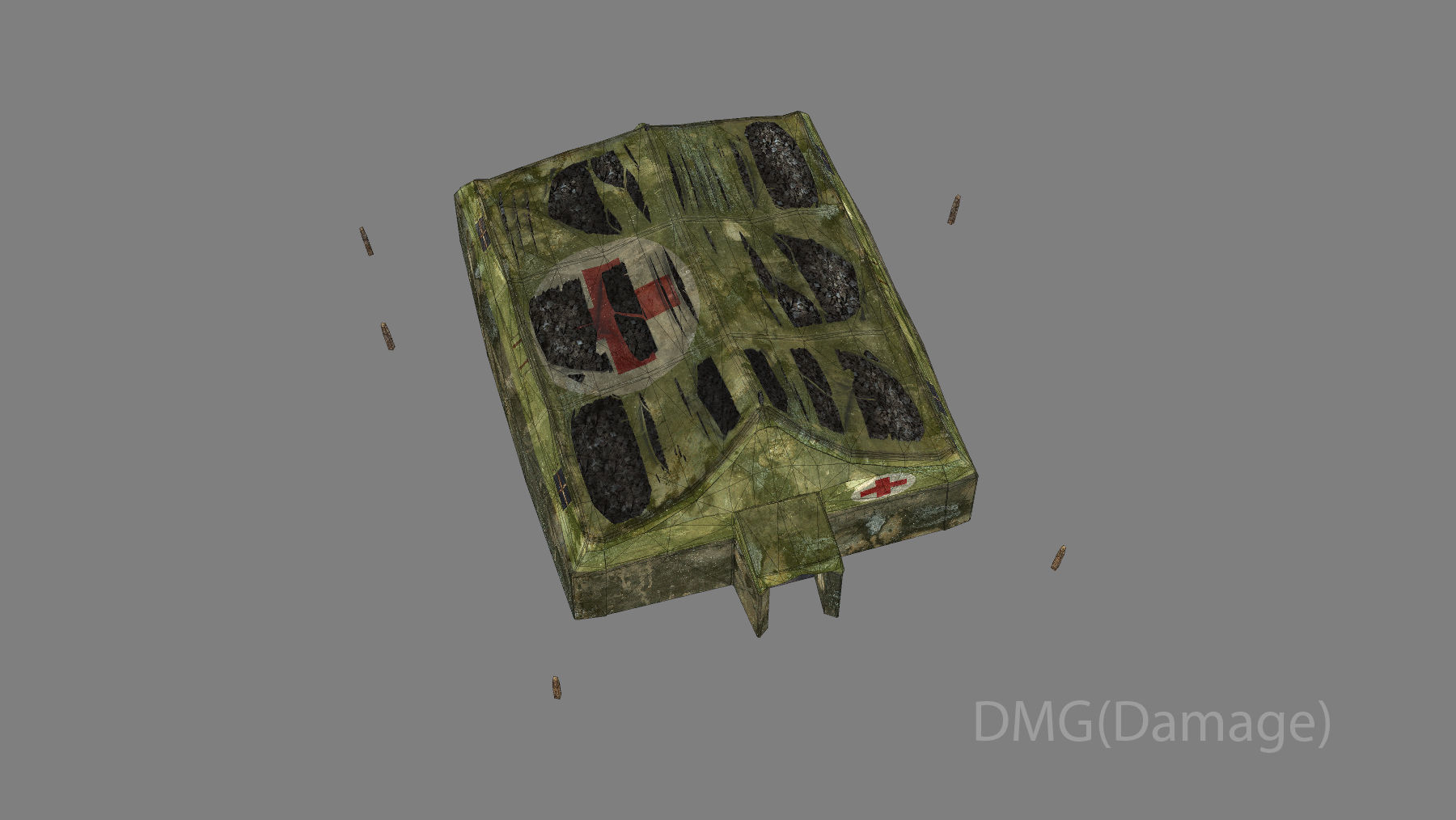 Military Tent 01 FourLiveries with Damage Low-poly 3D model_11