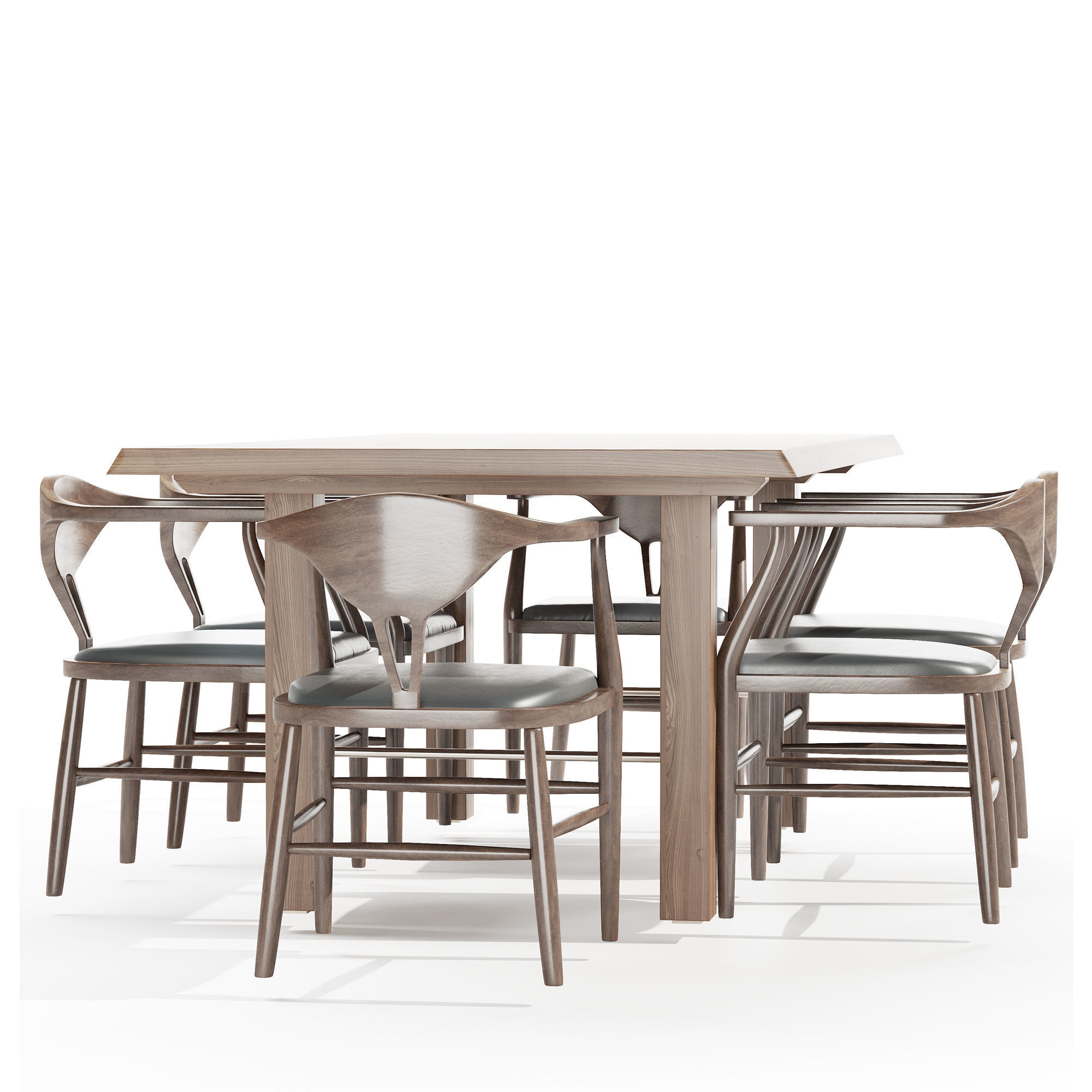 Montana Live Edge Dining Table with Peking B Dining Chairs 3D model_1