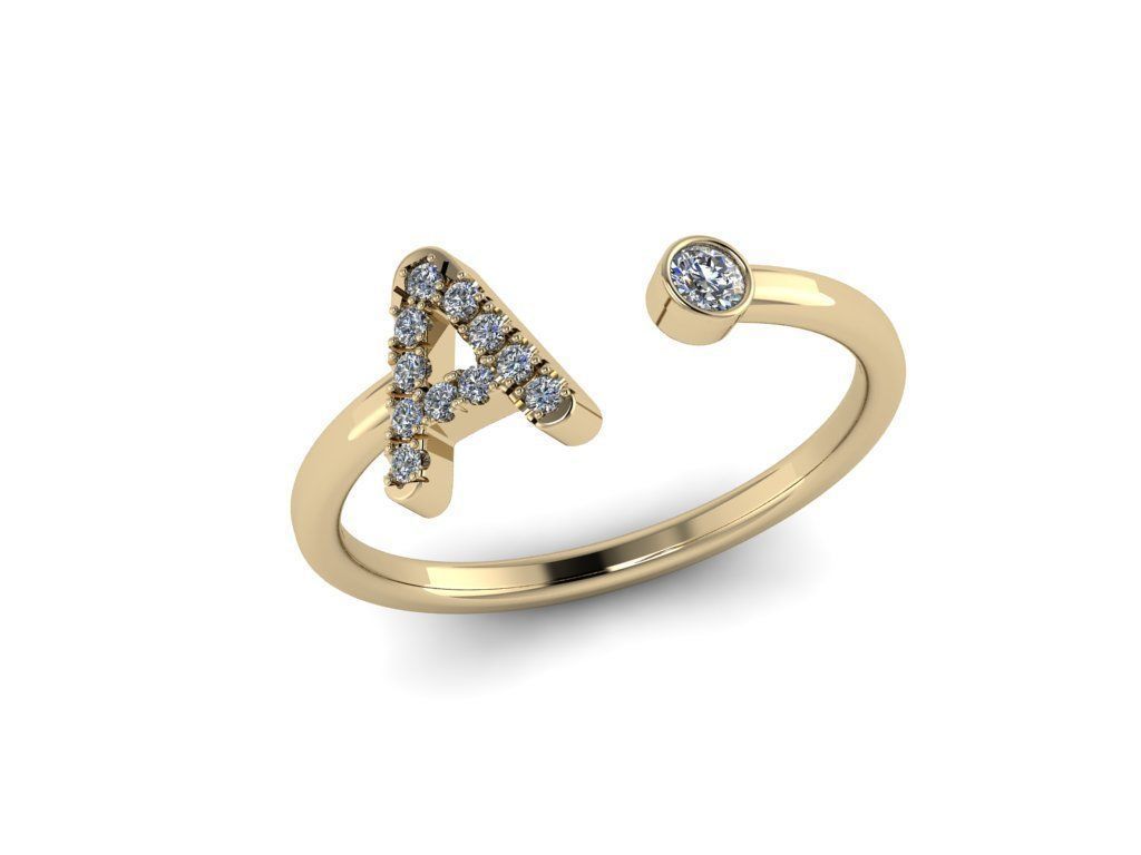 Letter Jewelry Ring 3D print model_11