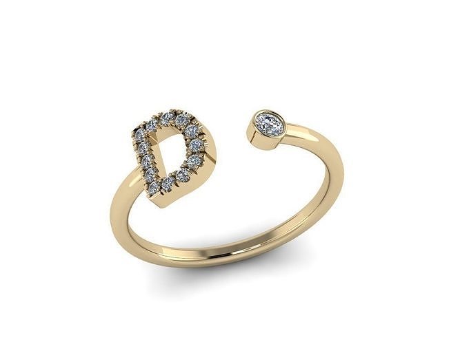 Letter Jewelry Ring 3D print model
