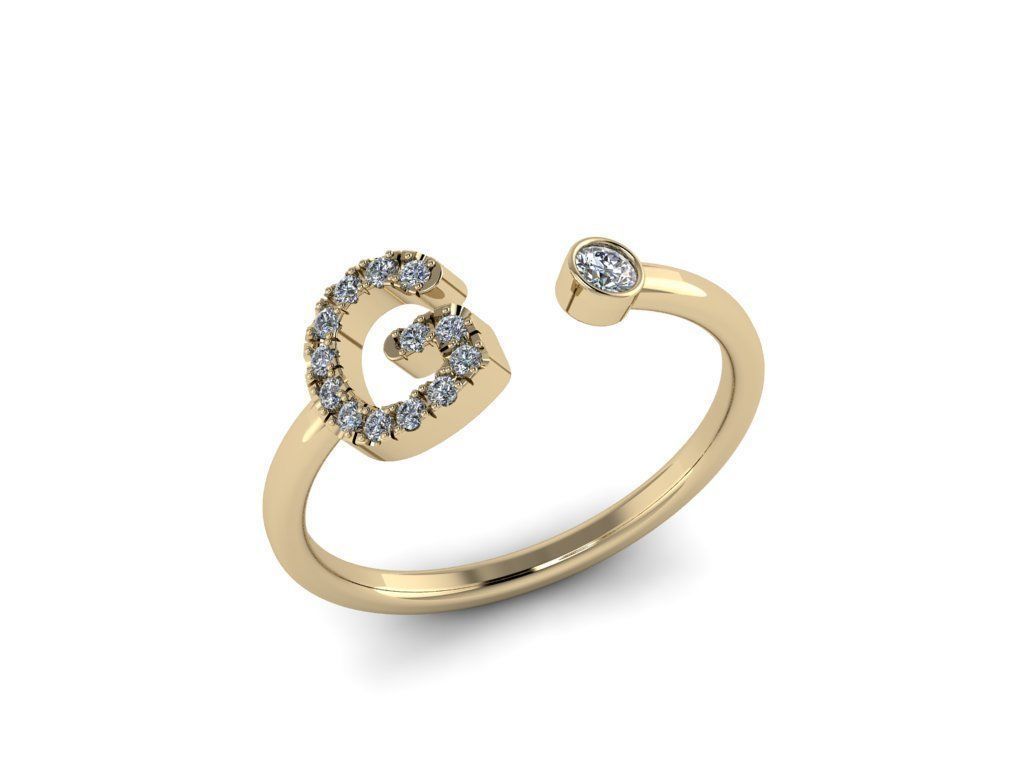 Letter Jewelry Ring 3D print model_2