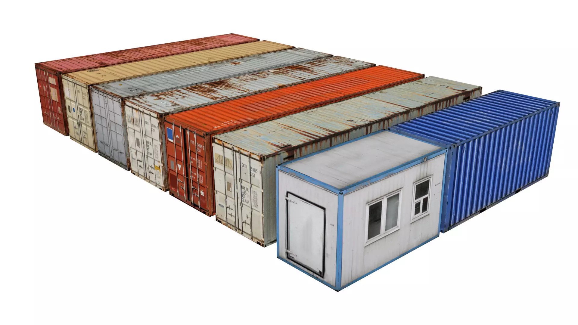 Containers Pack Low-poly 3D model_0