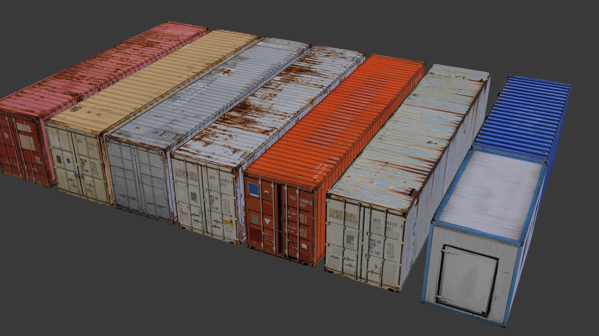 Containers Pack Low-poly 3D model_1