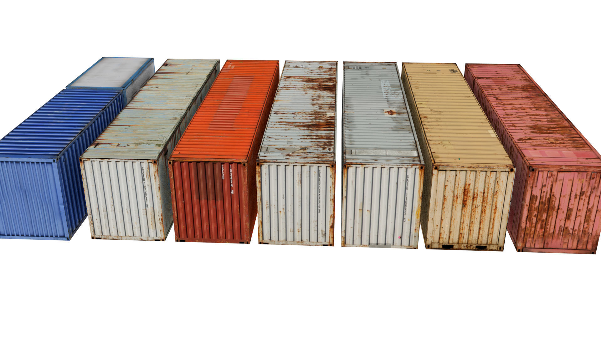Containers Pack Low-poly 3D model_4