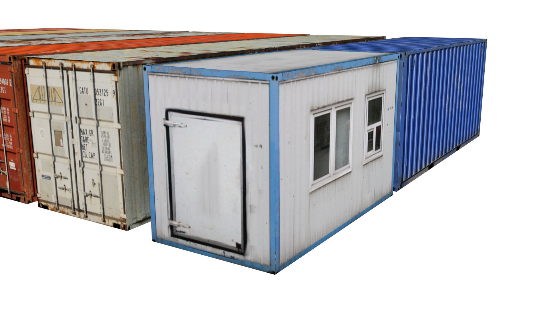 Containers Pack Low-poly 3D model_7