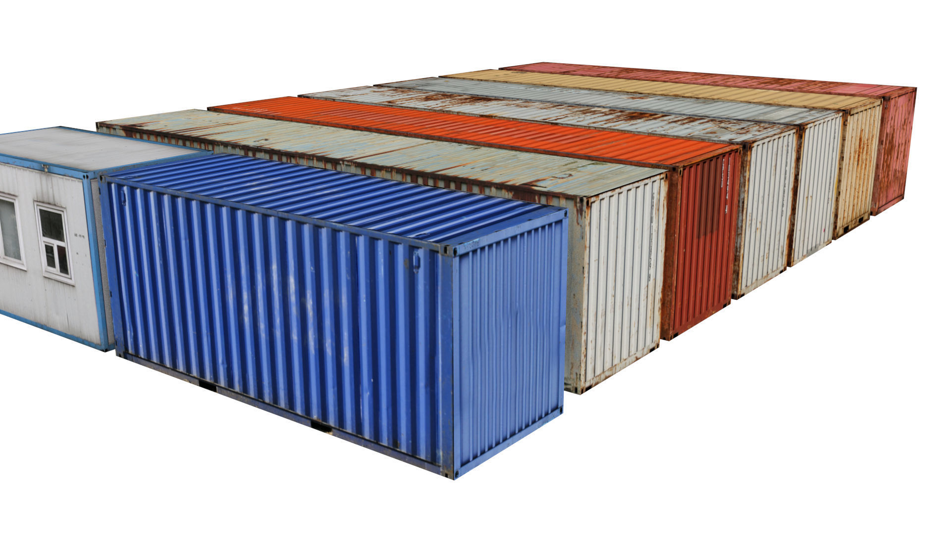 Containers Pack Low-poly 3D model_3