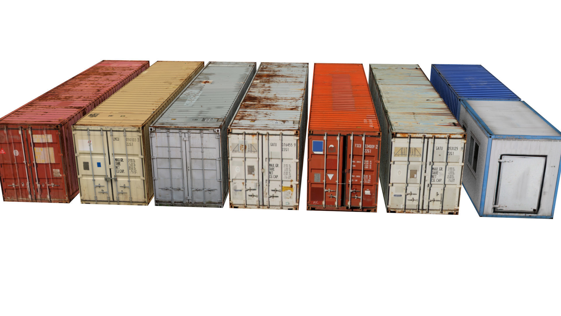Containers Pack Low-poly 3D model_6