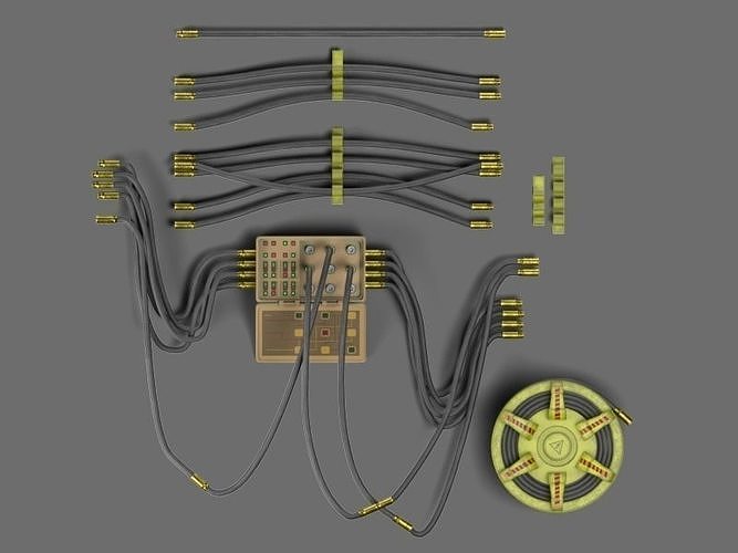 Controller and cables 3D model