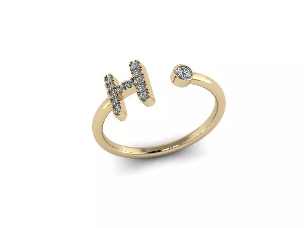 Letter Jewelry Ring 3D print model_0