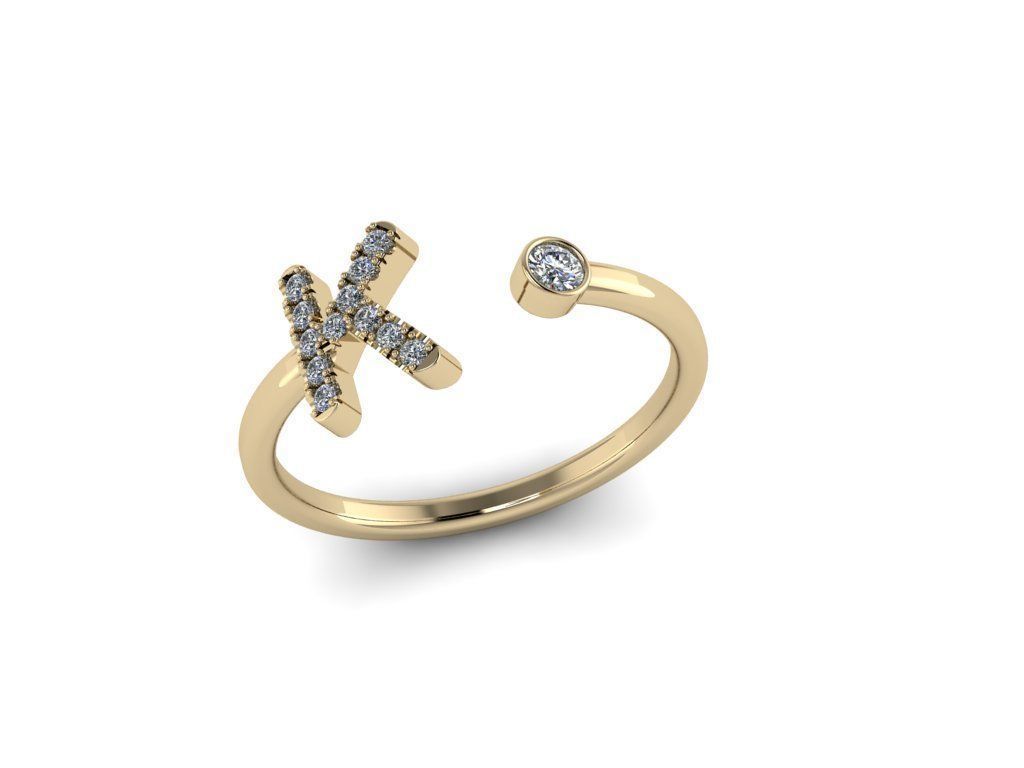 Letter Jewelry Ring 3D print model_7