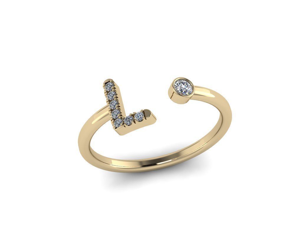 Letter Jewelry Ring 3D print model_11