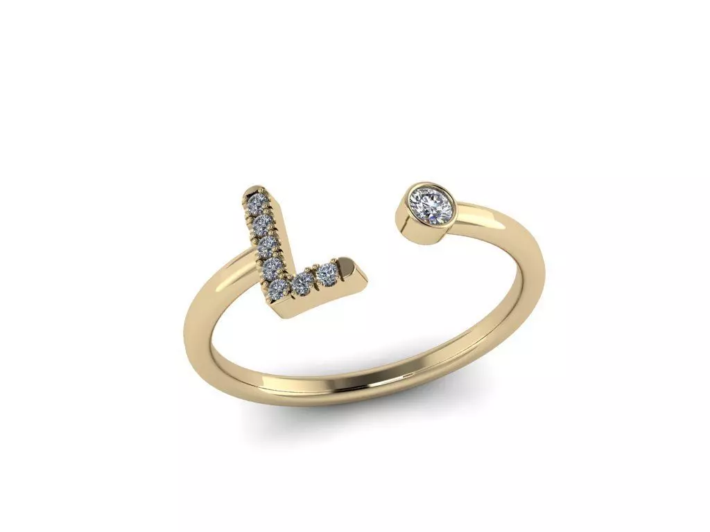 Letter Jewelry Ring 3D print model_0