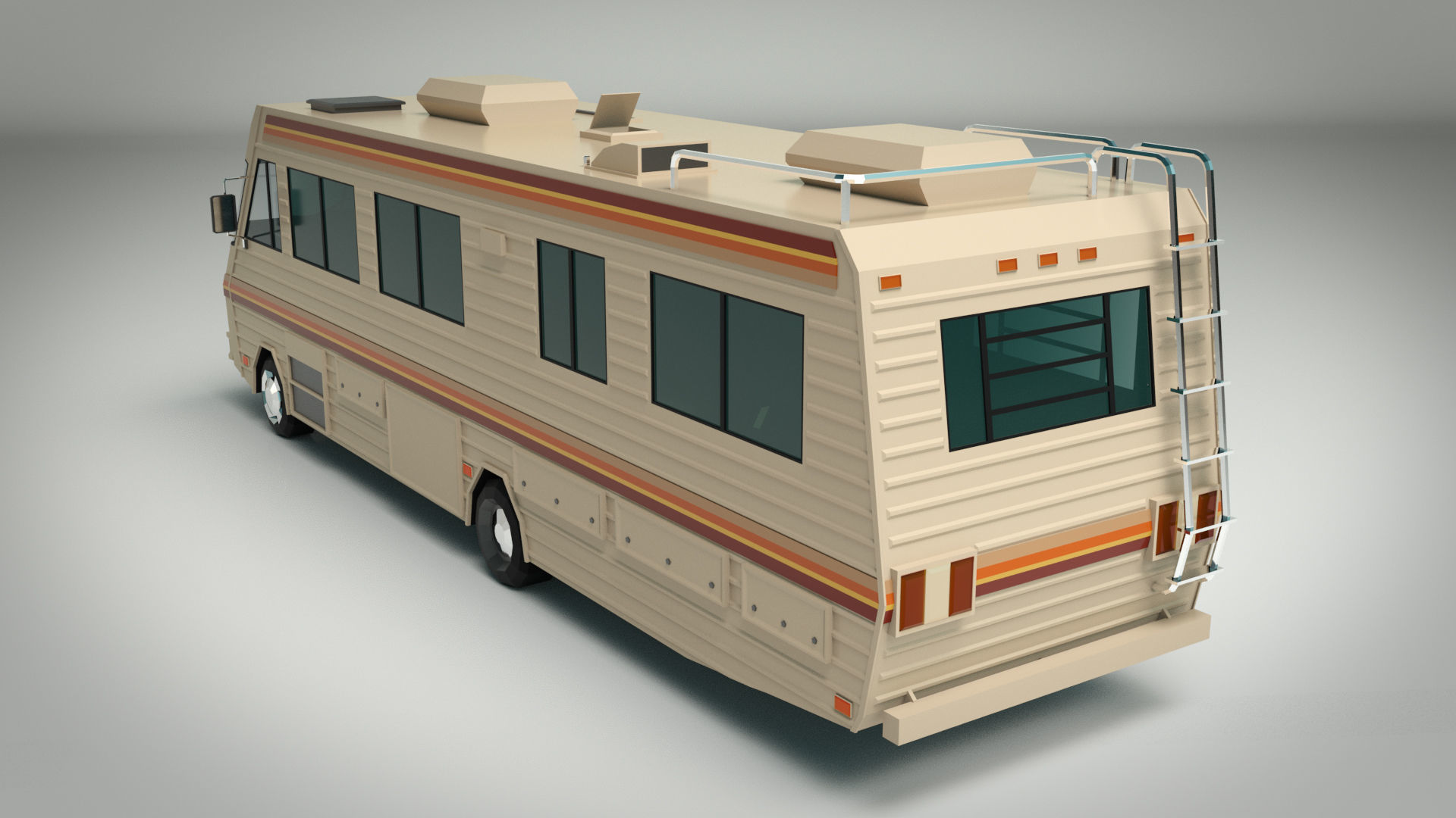 Low Poly Motorhome 02 Low-poly 3D model_3