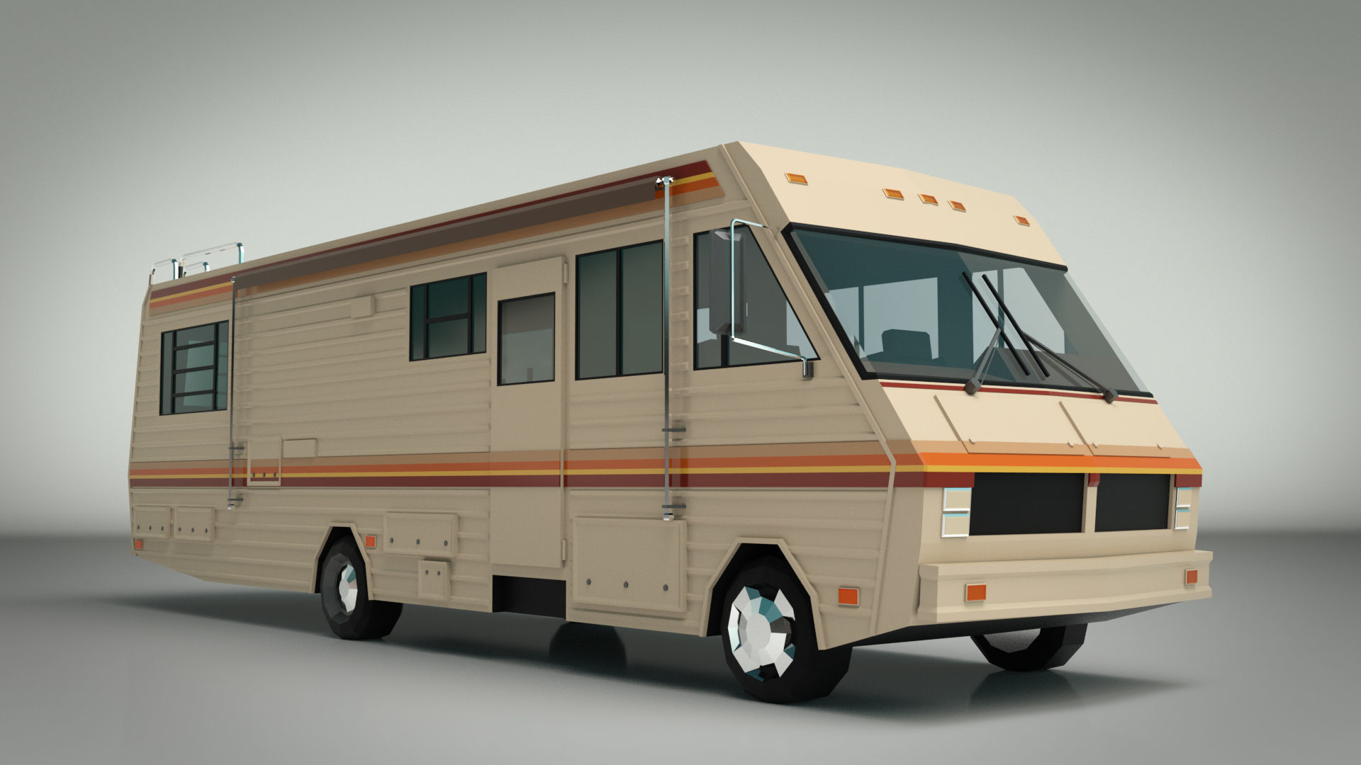 Low Poly Motorhome 02 Low-poly 3D model_6