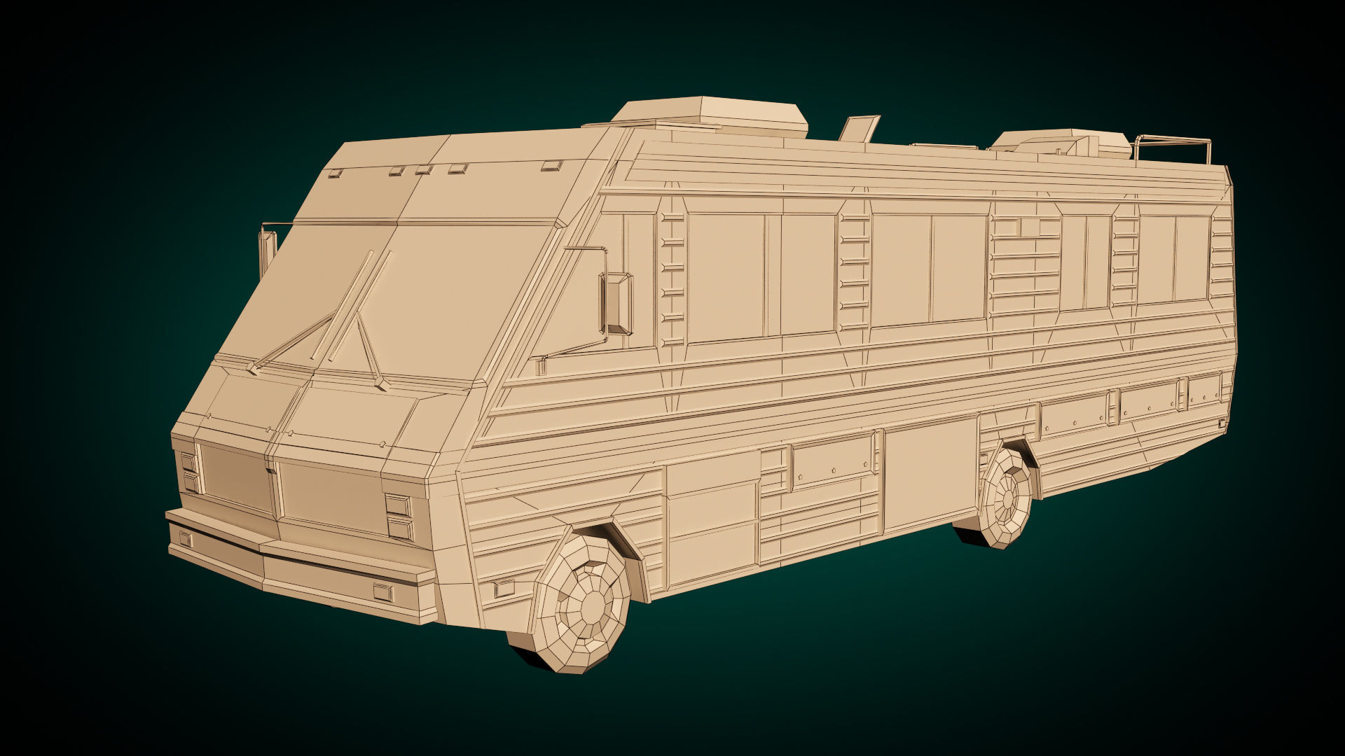 Low Poly Motorhome 02 Low-poly 3D model_10