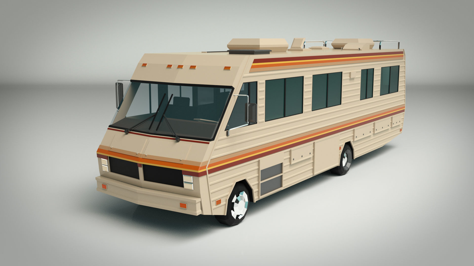 Low Poly Motorhome 02 Low-poly 3D model_2