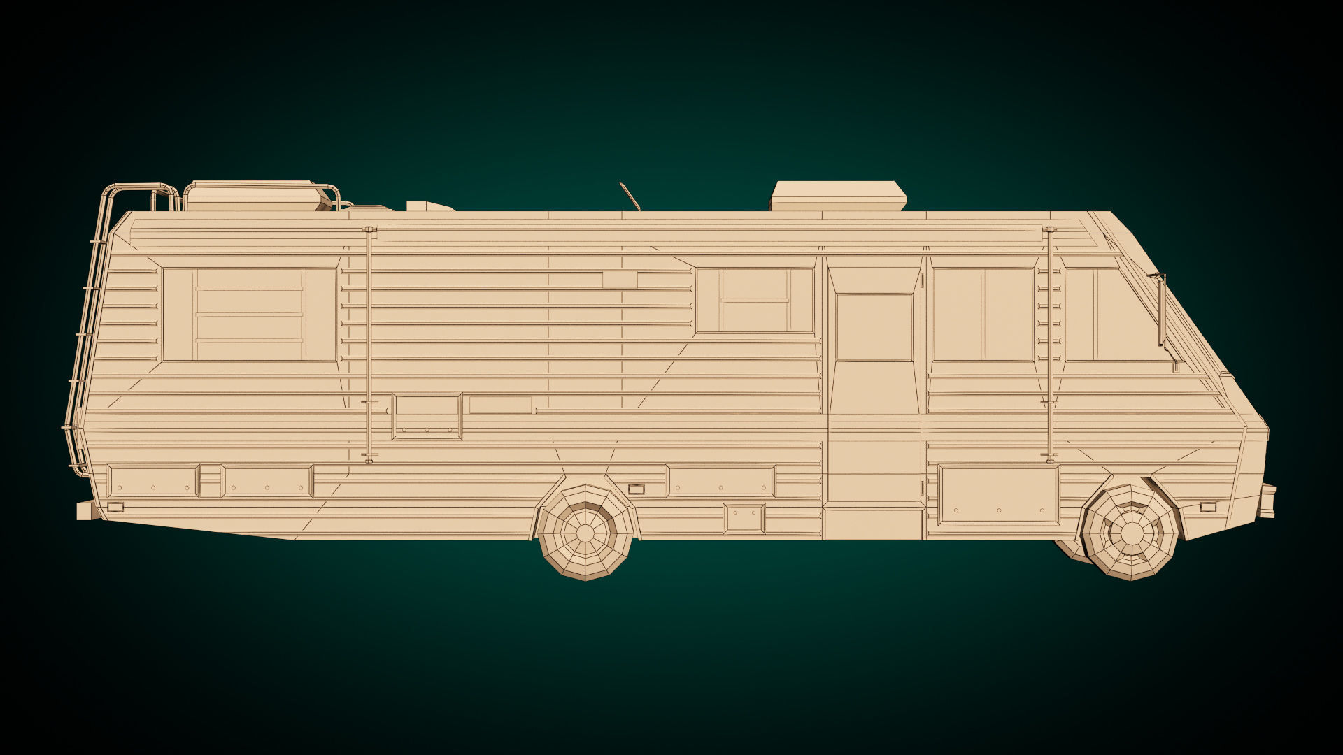 Low Poly Motorhome 02 Low-poly 3D model_12