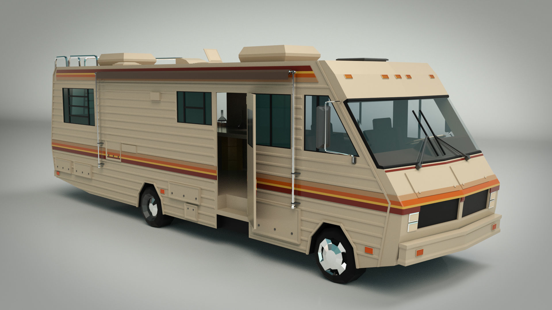 Low Poly Motorhome 02 Low-poly 3D model_8