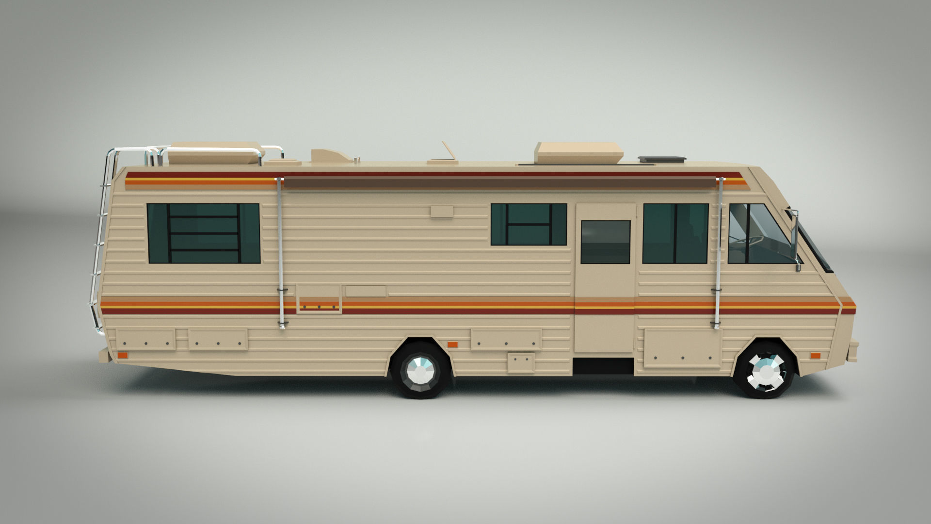 Low Poly Motorhome 02 Low-poly 3D model_7