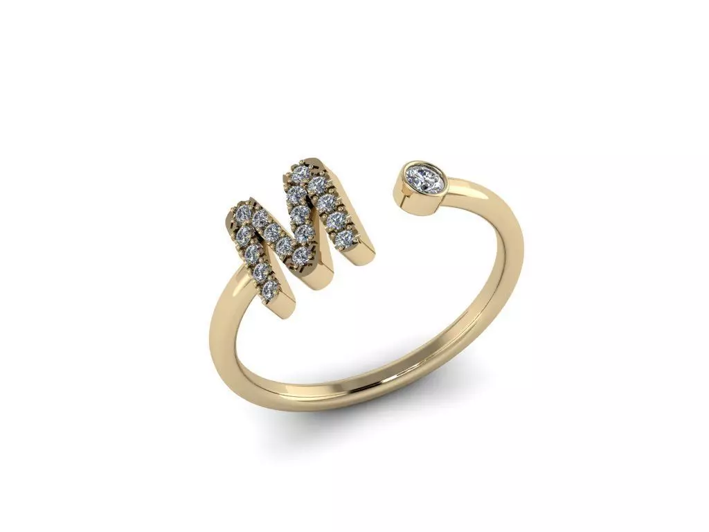 Letter Jewelry Ring 3D print model_0