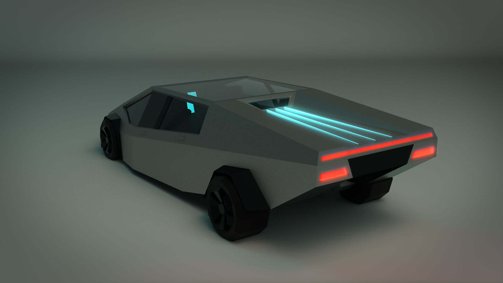Low Poly Sci-Fi Car 02 Low-poly 3D model_3