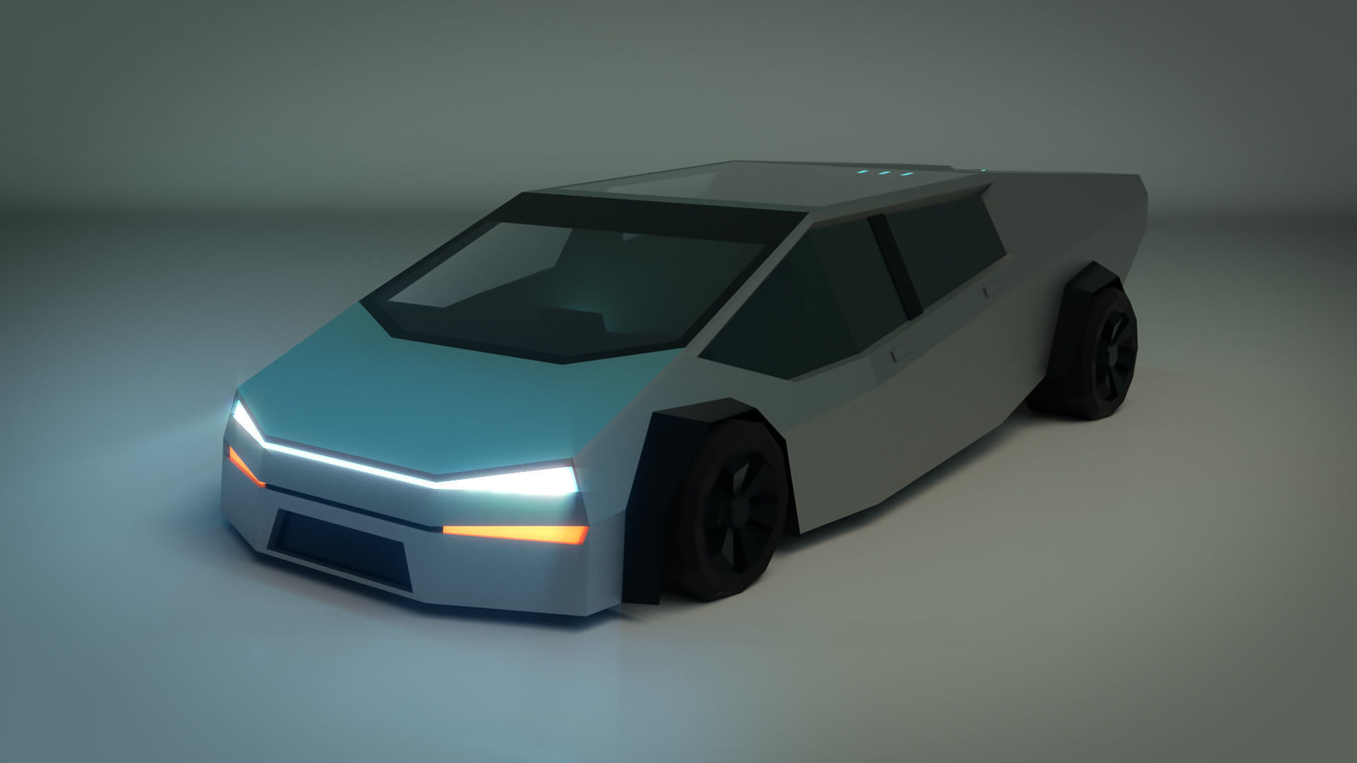 Low Poly Sci-Fi Car 02 Low-poly 3D model_2