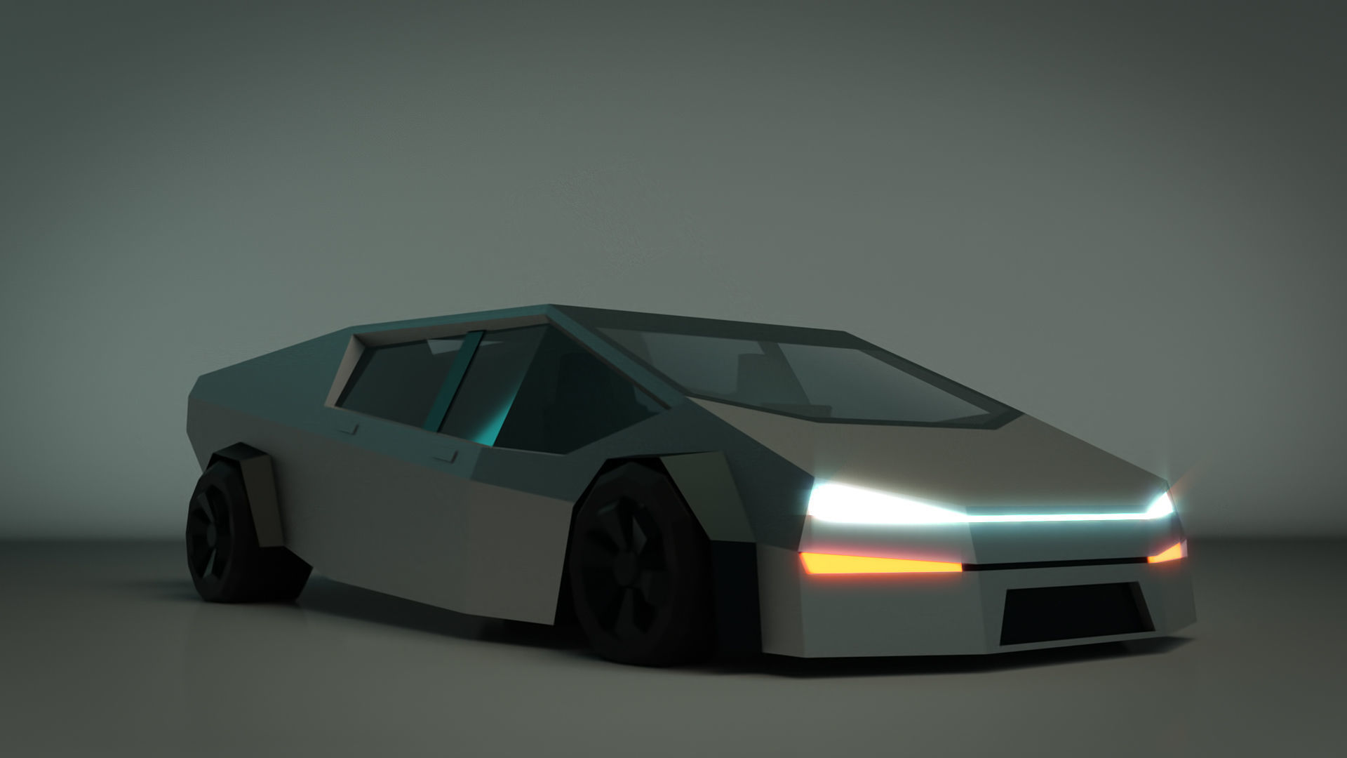 Low Poly Sci-Fi Car 02 Low-poly 3D model_6