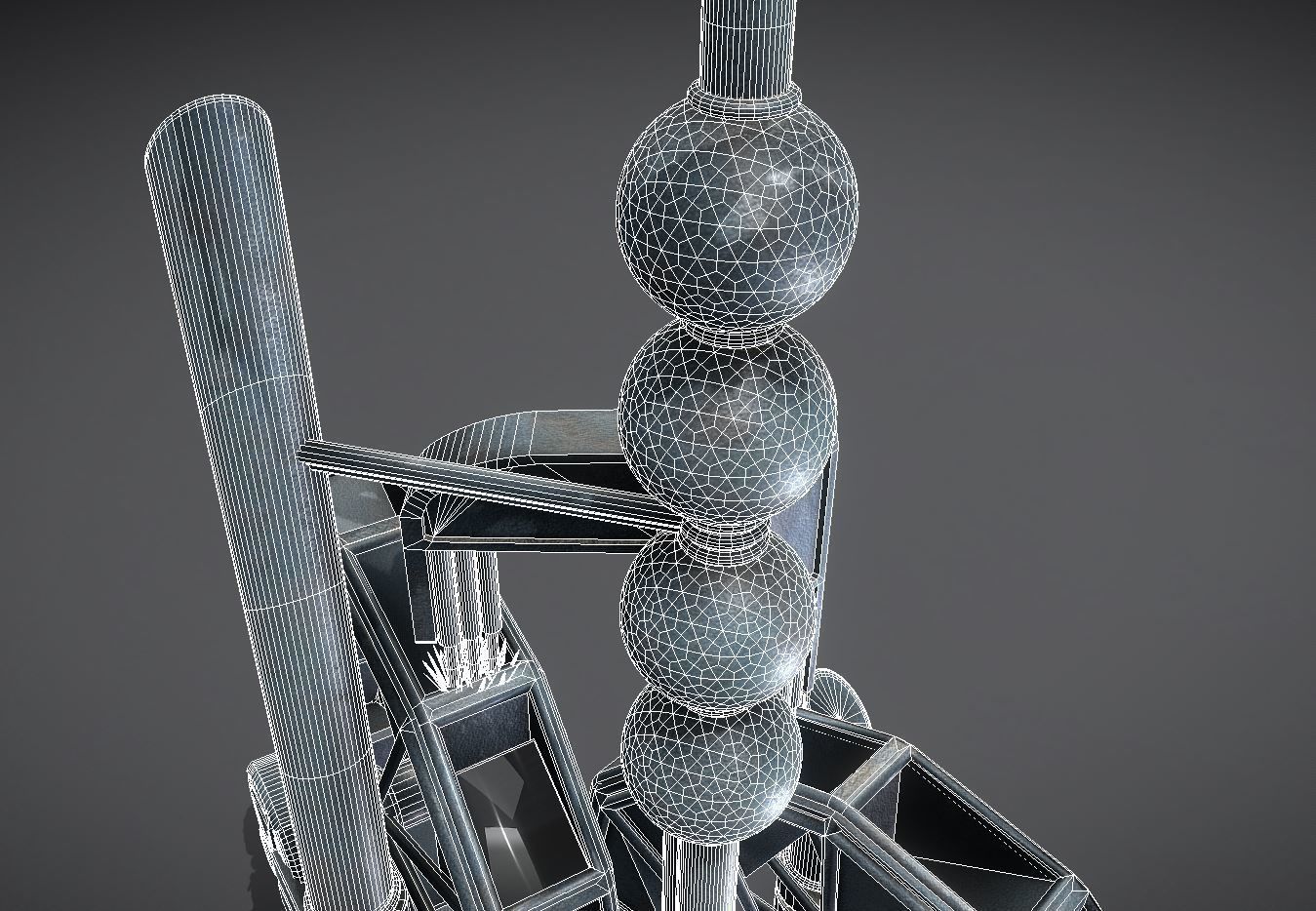 Waterwheels Fountain High-Poly Version 3D model_7