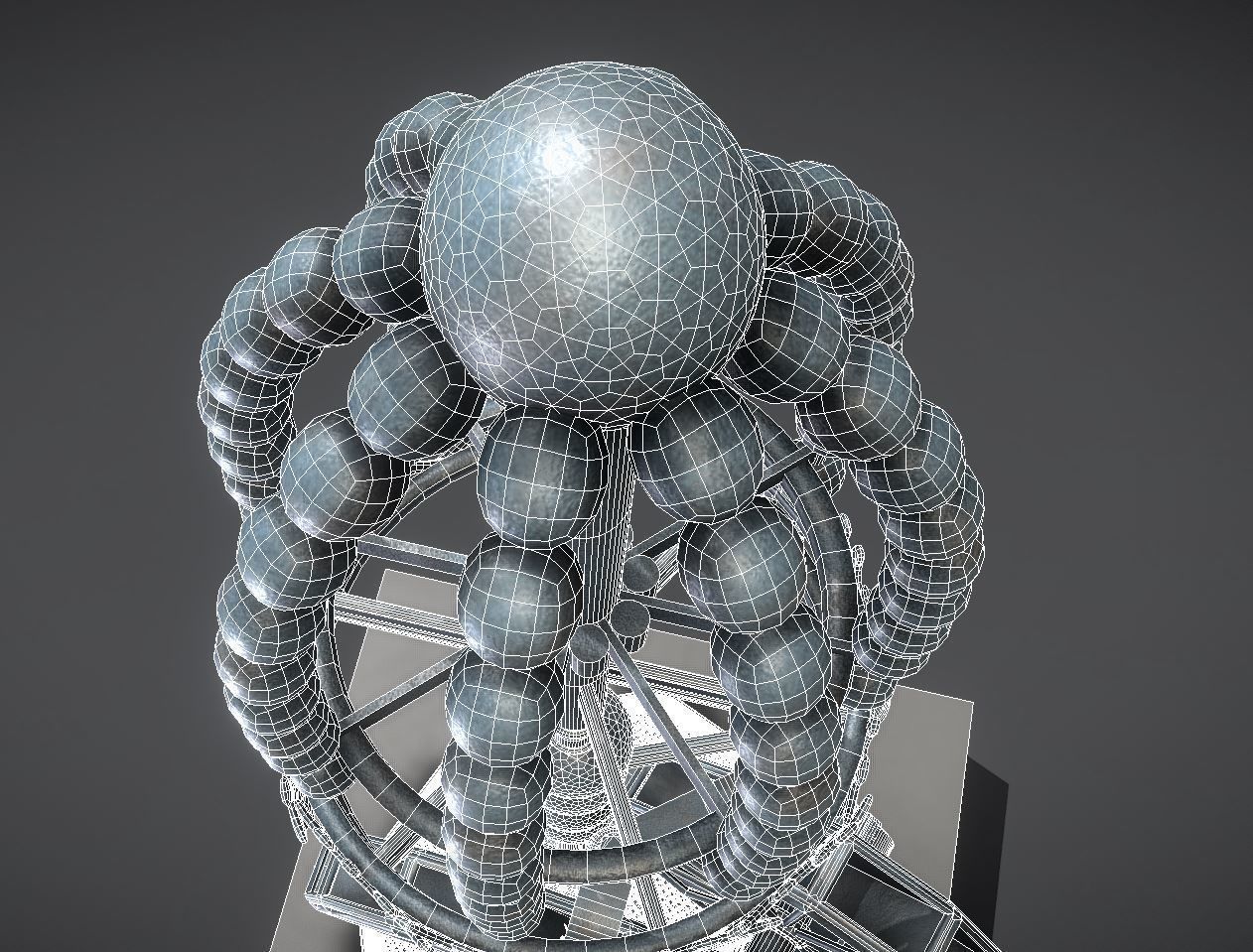 Waterwheels Fountain High-Poly Version 3D model_5