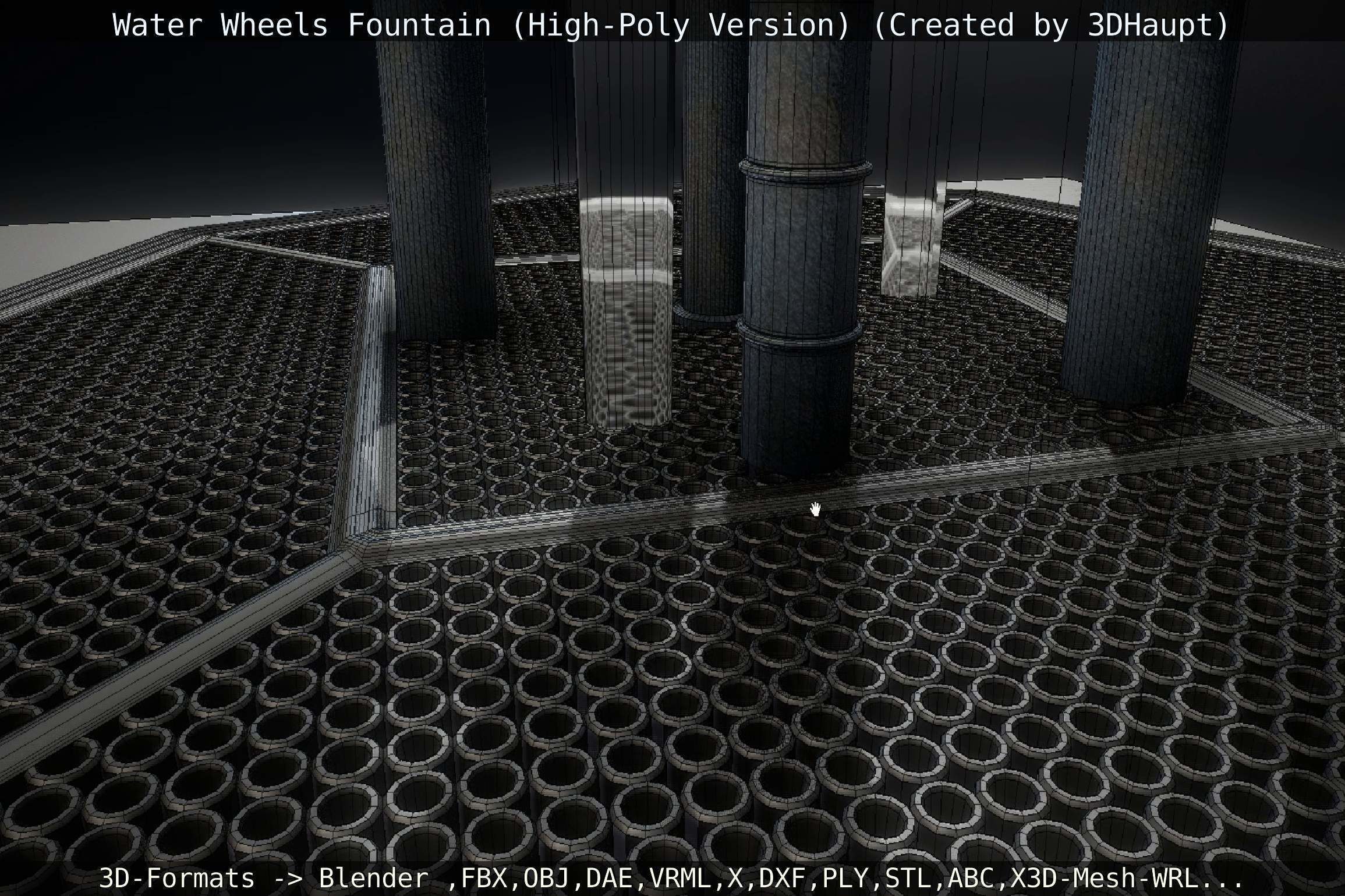 Waterwheels Fountain High-Poly Version 3D model_26