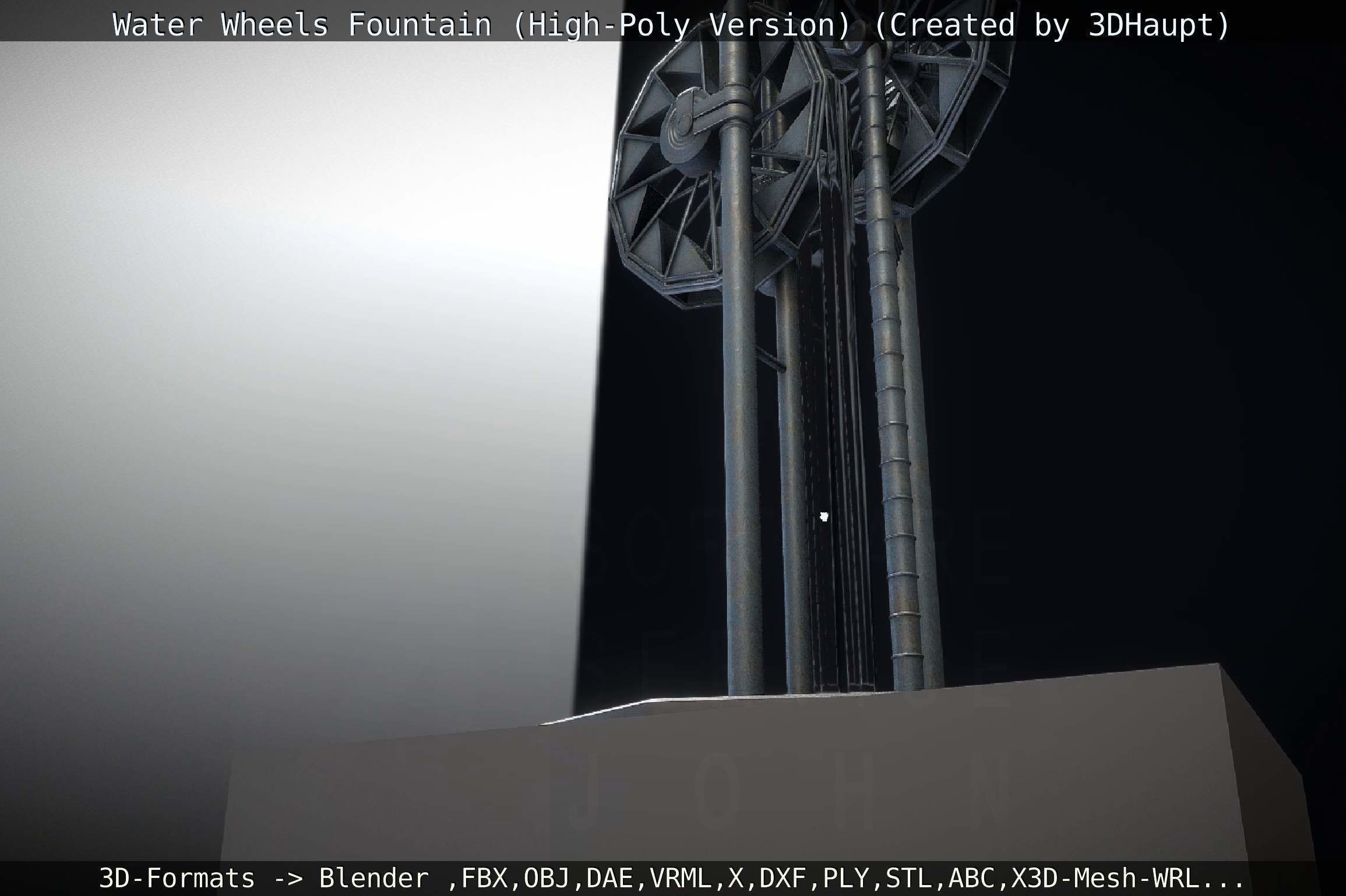 Waterwheels Fountain High-Poly Version 3D model_141