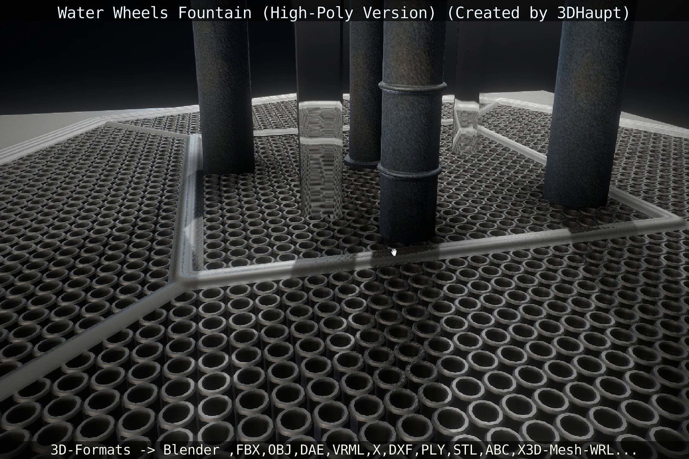 Waterwheels Fountain High-Poly Version 3D model_143