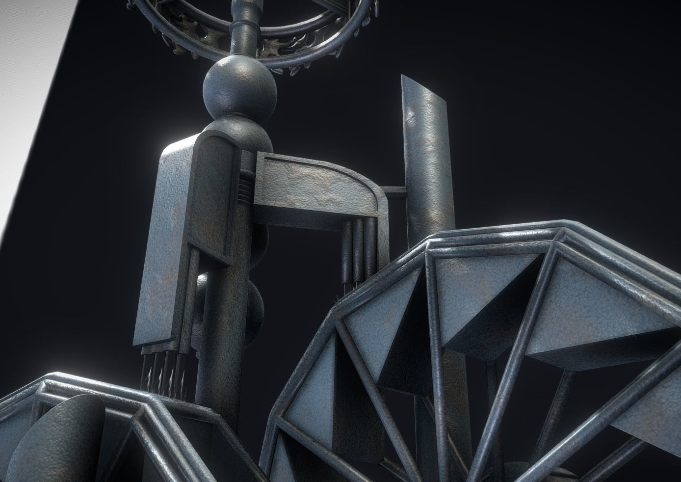 Waterwheels Fountain High-Poly Version 3D model_6