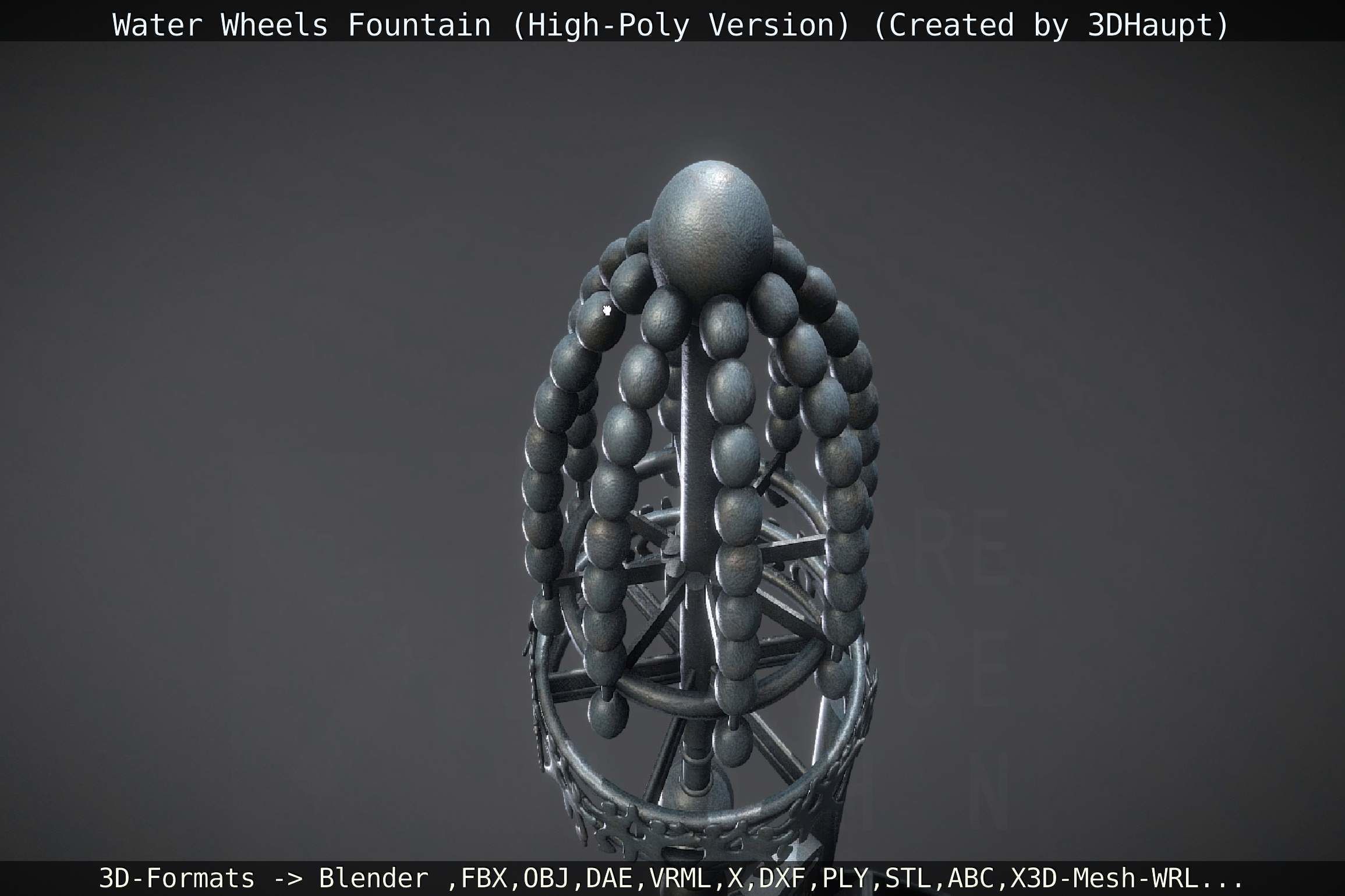 Waterwheels Fountain High-Poly Version 3D model_136