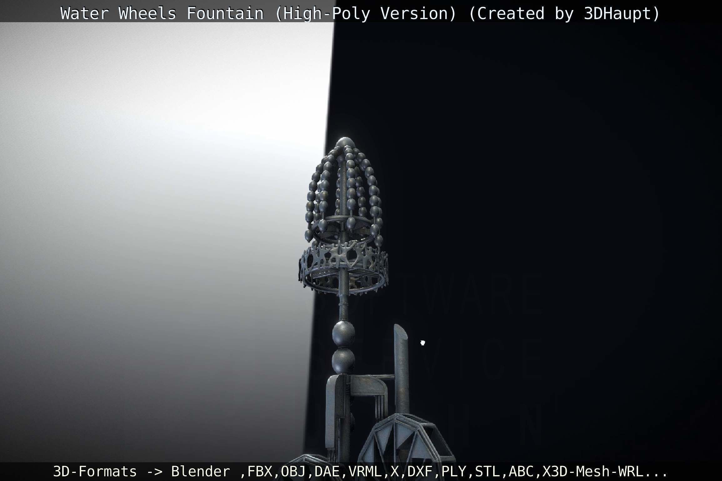 Waterwheels Fountain High-Poly Version 3D model_139