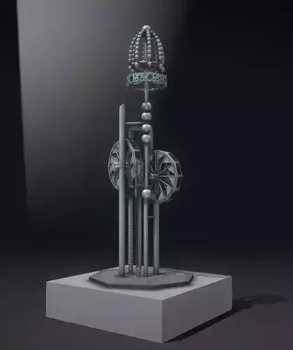 Waterwheels Fountain High-Poly Version 3D model