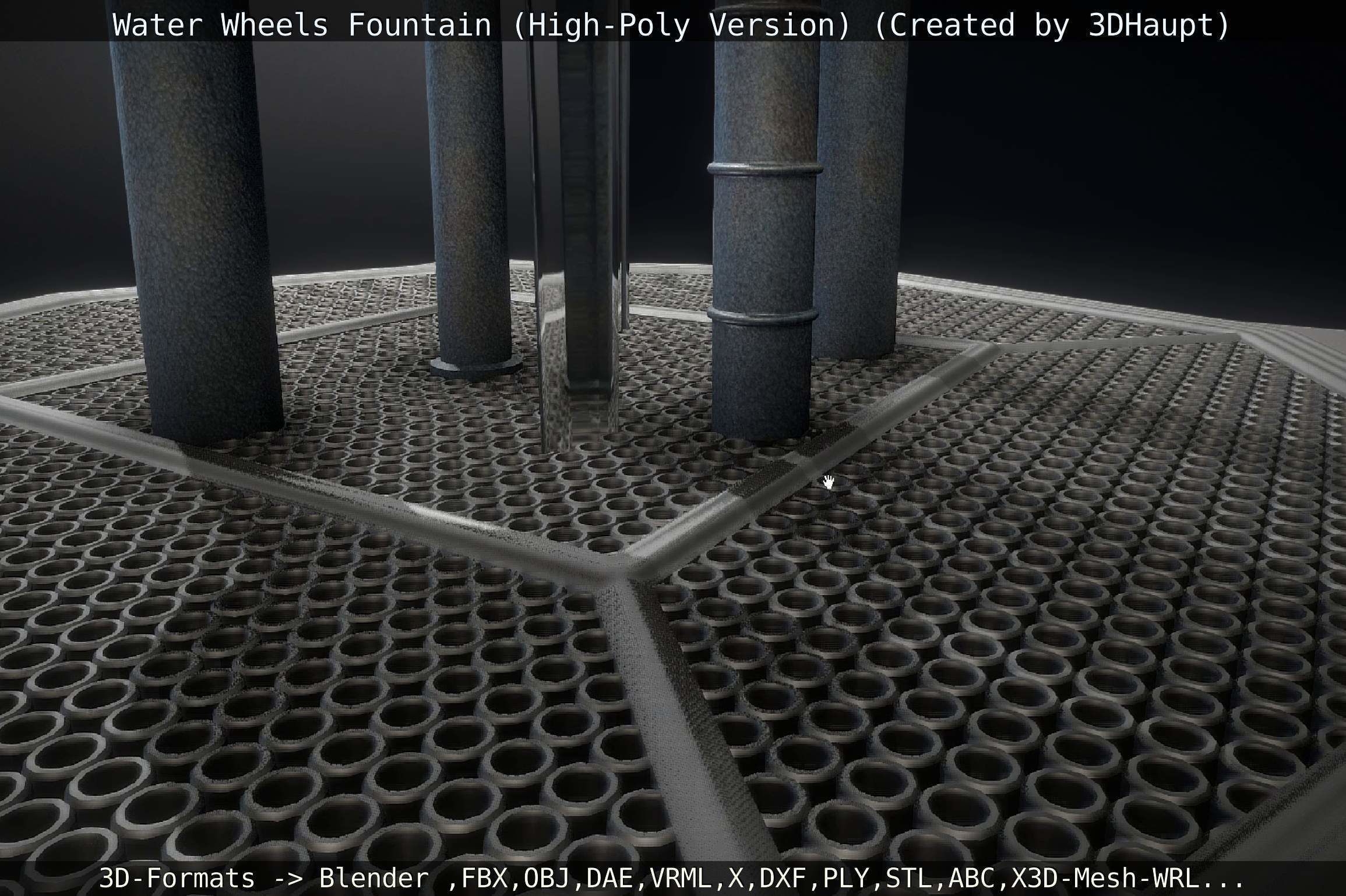 Waterwheels Fountain High-Poly Version 3D model_142