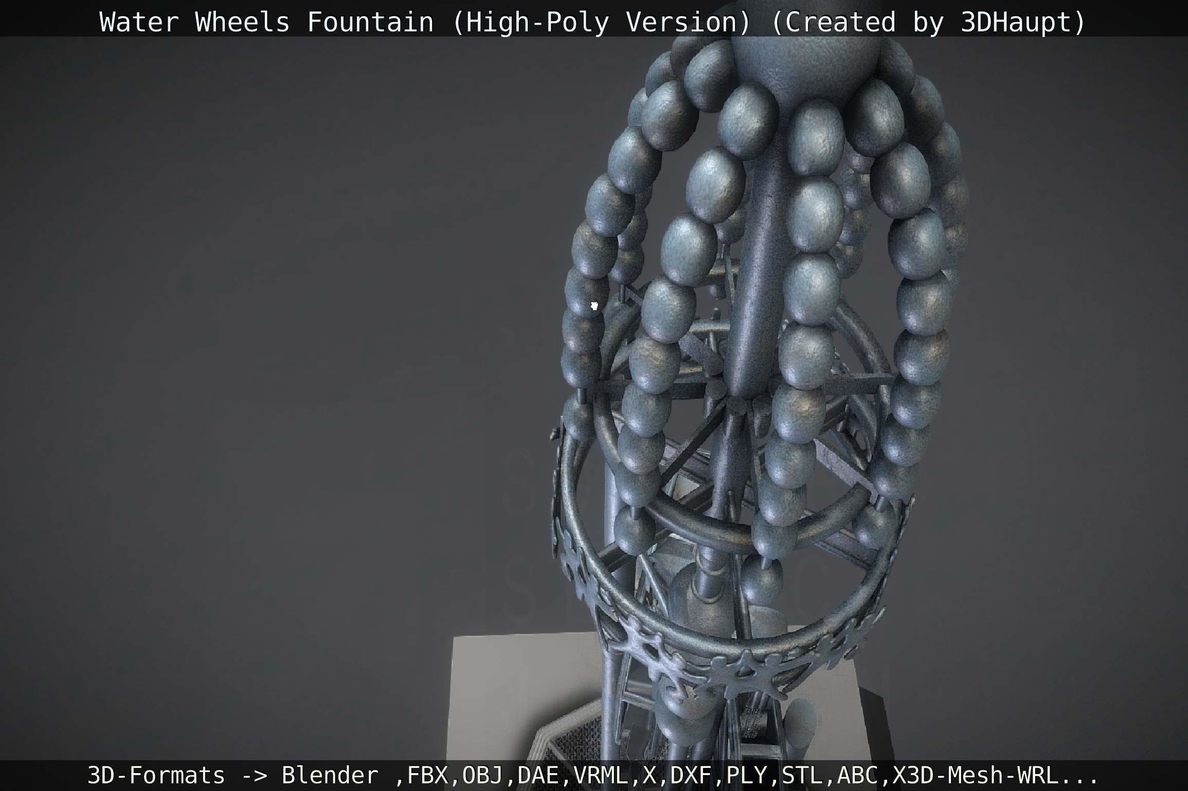 Waterwheels Fountain High-Poly Version 3D model_134