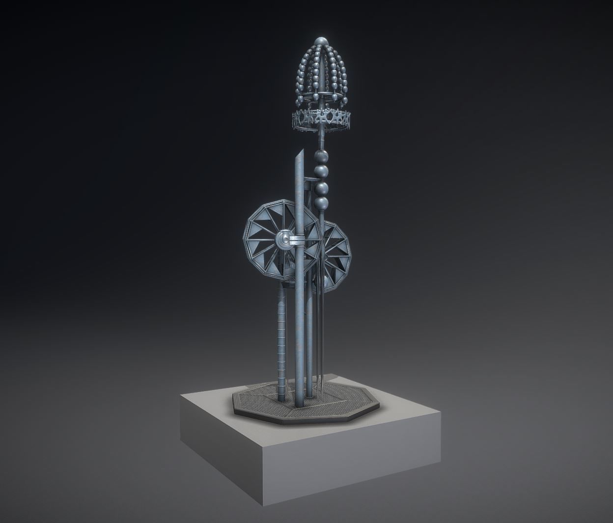 Waterwheels Fountain High-Poly Version 3D model_10