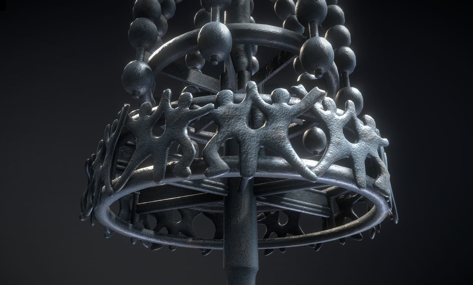 Waterwheels Fountain High-Poly Version 3D model_11