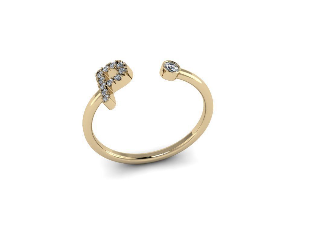 Letter Jewelry Ring 3D print model_2