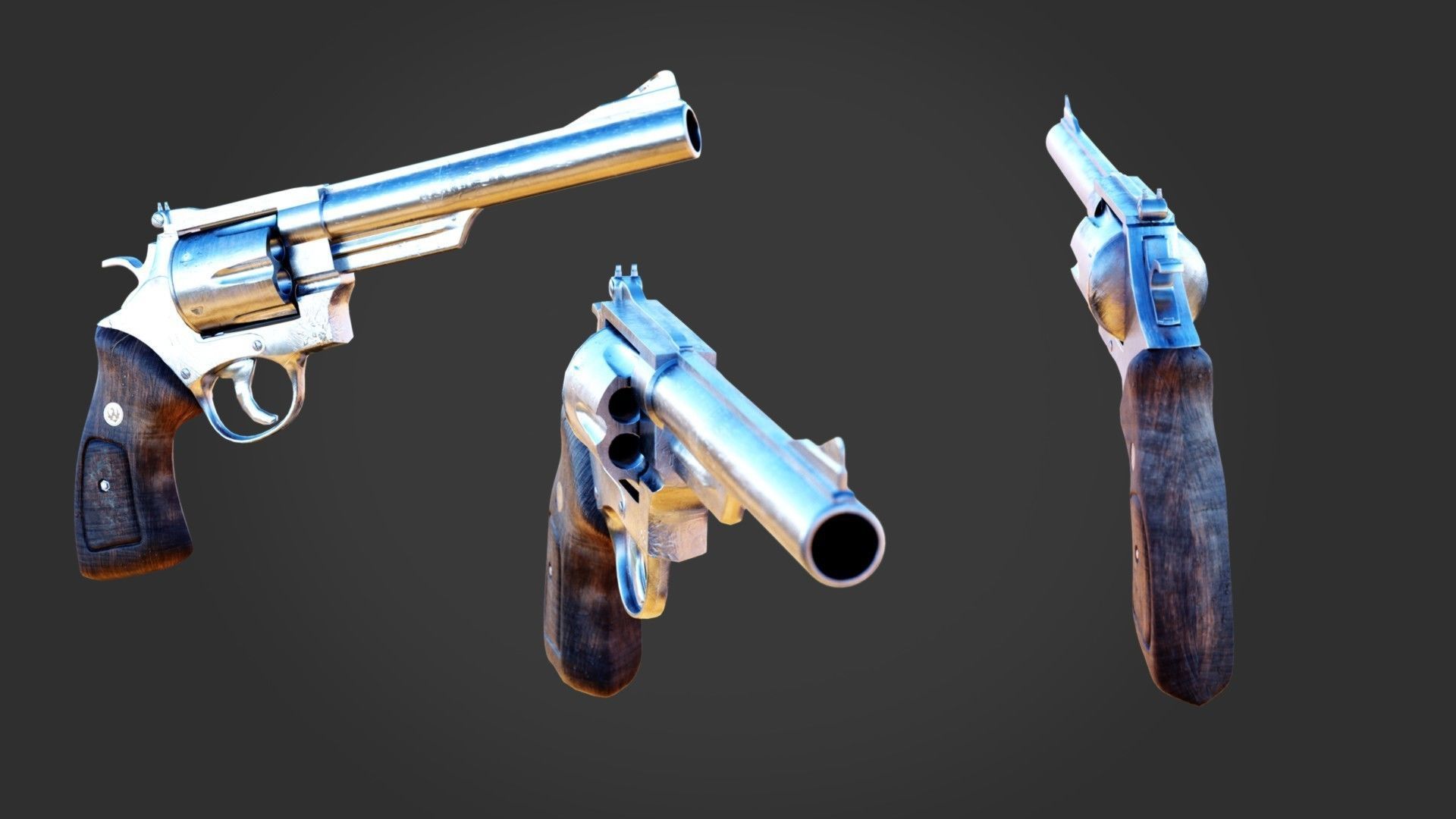 Revolver Magnum Low-poly 3D model_1