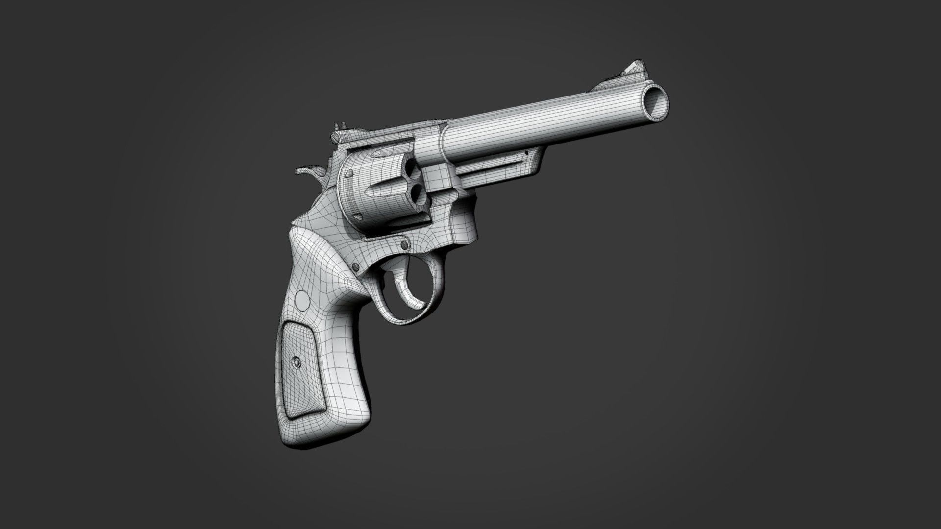 Revolver Magnum Low-poly 3D model_2